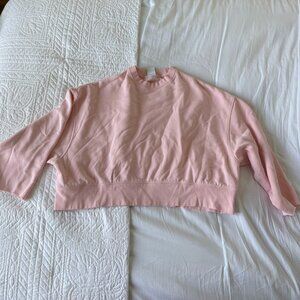 Pink Cropped Champion Crewneck